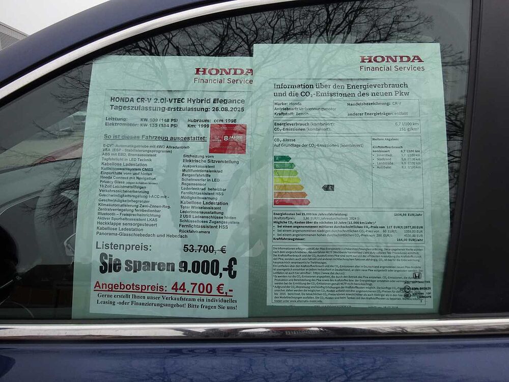 Honda CR-V Hybrid e: HEV 2.0 i-MMD AWD Elegance, Allrad, Leder