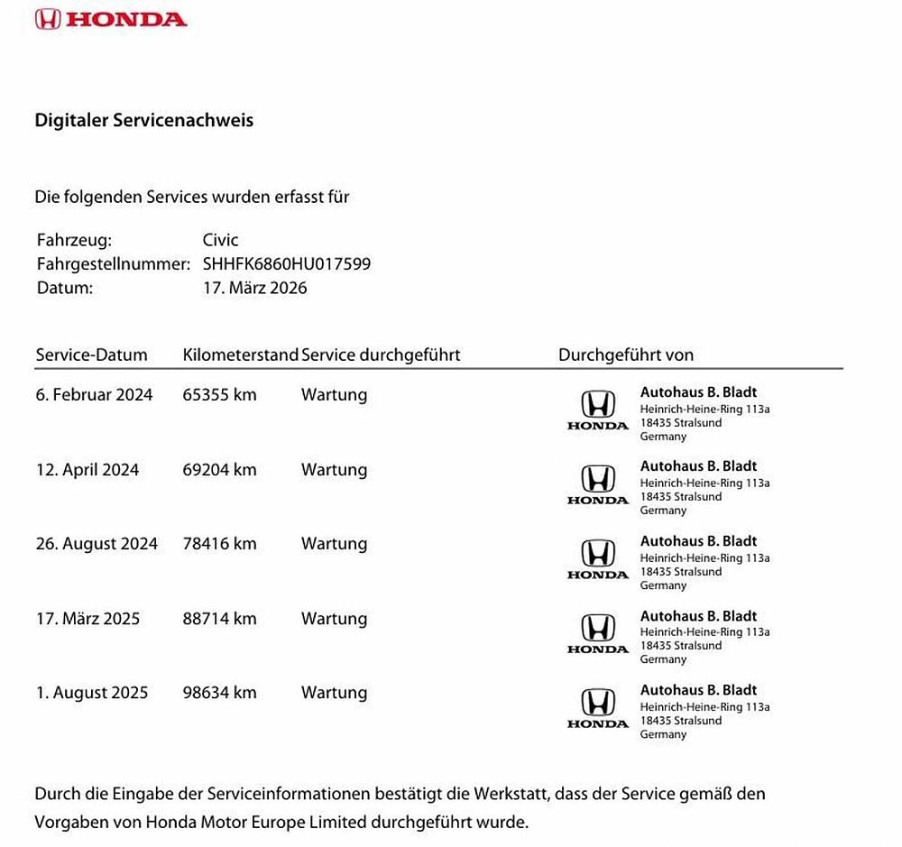Honda Civic 1.0 Elegance Automatik